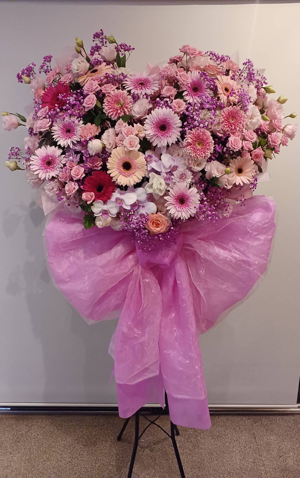 D-008 フラワースタンドハート型(リボン付き)(福岡市内配送限定!)