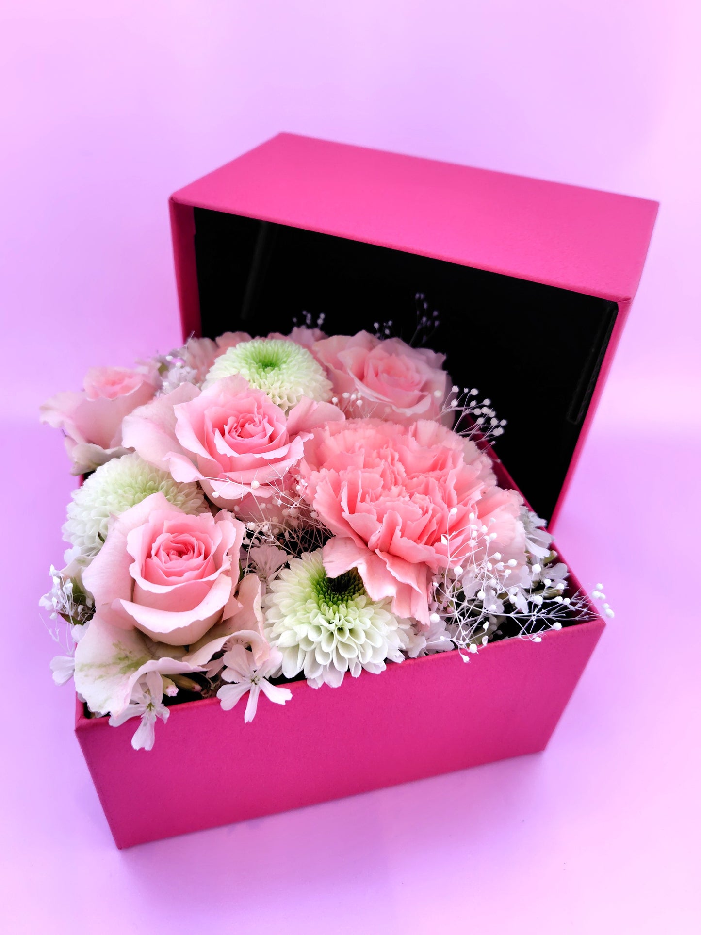 【送料込み価格】生花BOXアレンジ(レッド・ピンク・イエローオレンジ・ブルー)