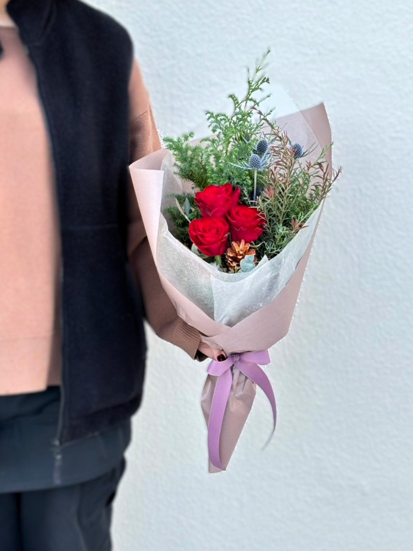 XA-0451クリスマススワッグブーケ・赤