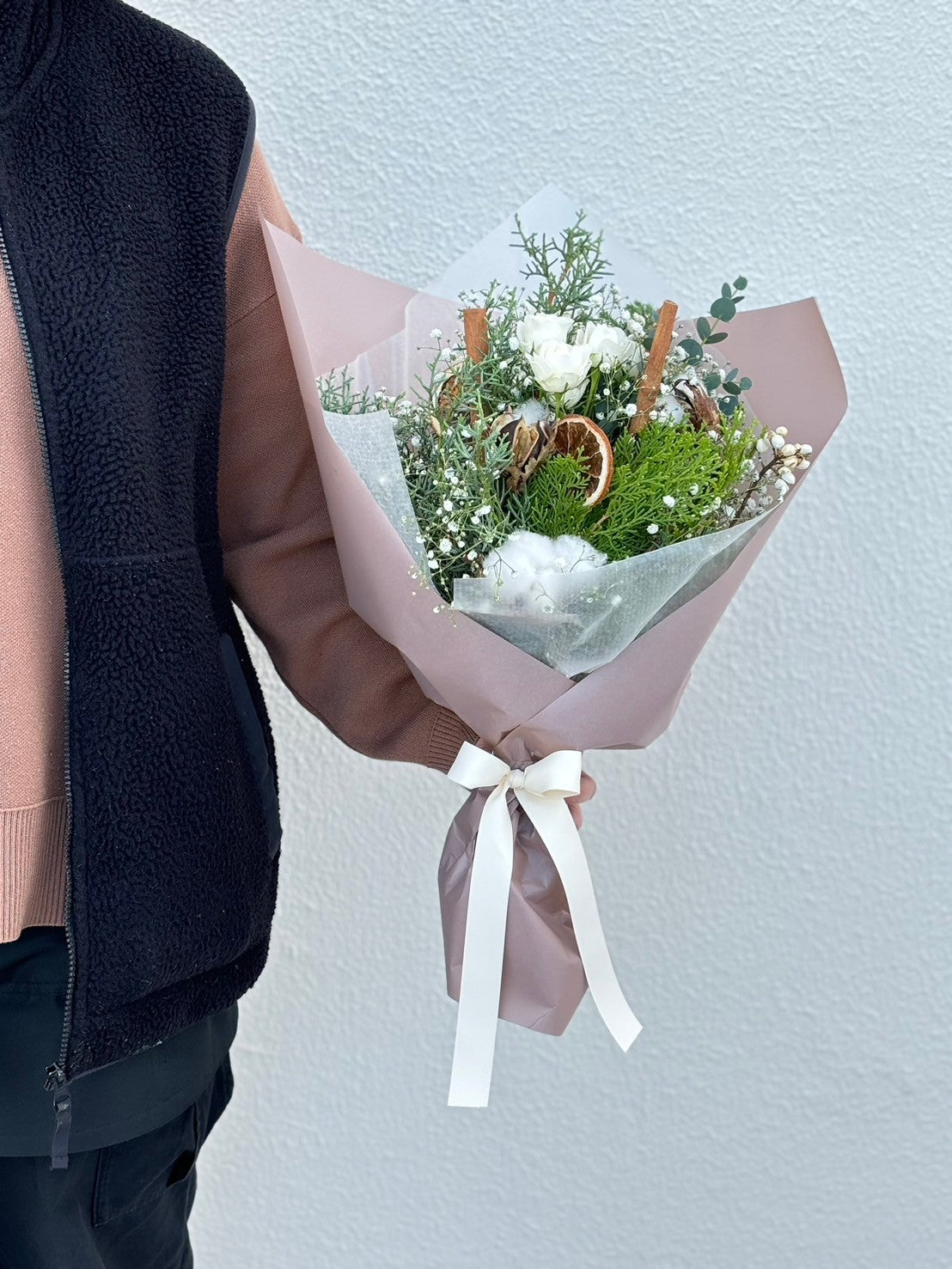 XA-0452クリスマススワッグブーケ・白