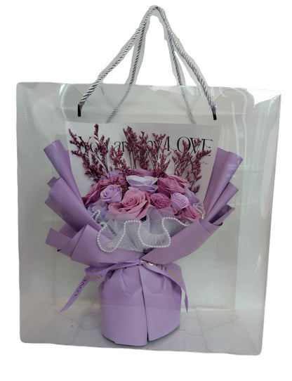 【販売停止】【送料込み価格】 ソープフラワー花束(ピンク・イエローオレンジ・ブルー)