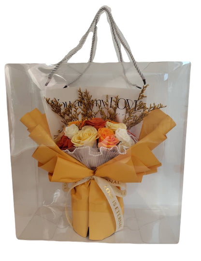 【販売停止】【送料込み価格】 ソープフラワー花束(ピンク・イエローオレンジ・ブルー)